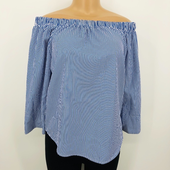 4 for $25 SALE!!!! Striped Off Shoulder Shirt - Picture 3 of 5